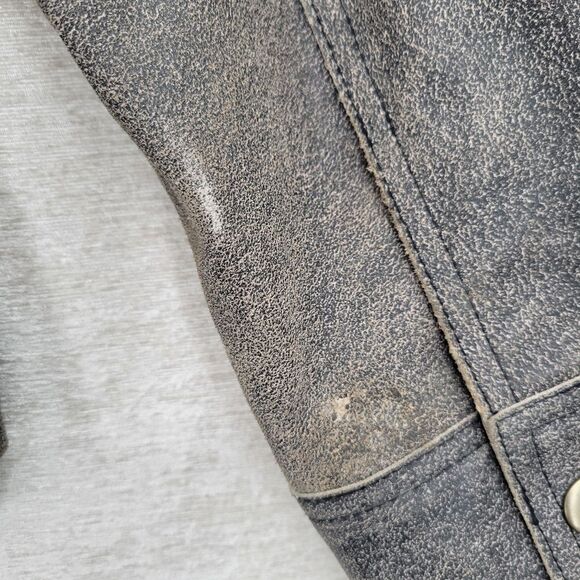 QUE Women's Gray Leather Moto Bikercore Jacket Women's Medium - Picture 12 of 15